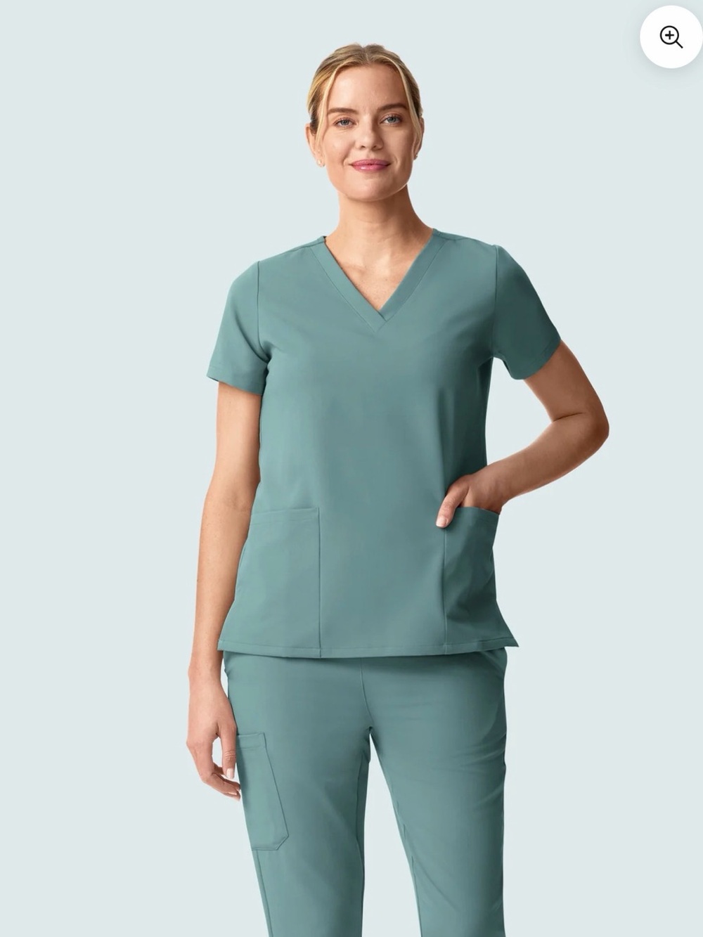 Mandala Light Blue V-Neck Scrub Top